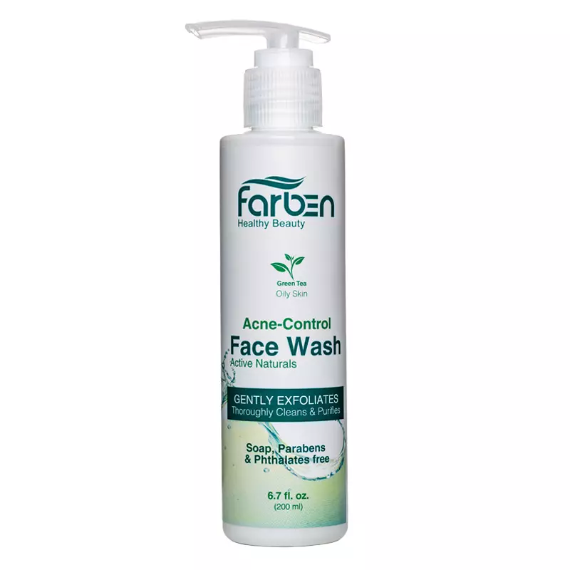 Farben Acne Control Face Wash With Green Tea For Oily Skin - 200ml ژل شستشوی پوست چرب فاربن