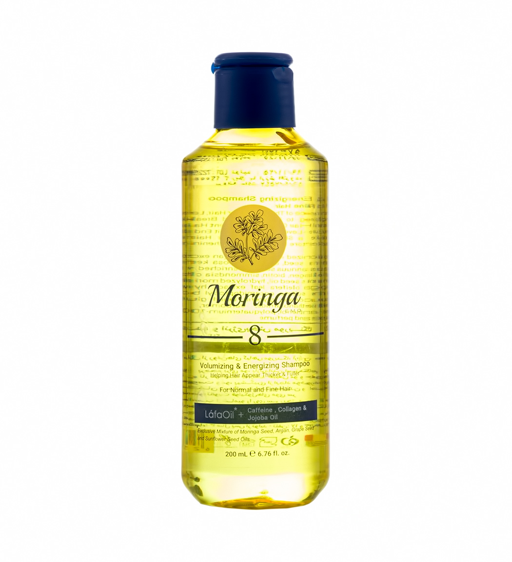 Moringa-Volumizing-And-Energizing-Shampoo-No8-200ml- شامپو حجم دهنده و انرژی بخش شماره 8 مورینگا امو مناسب موهای معمولی و نازک