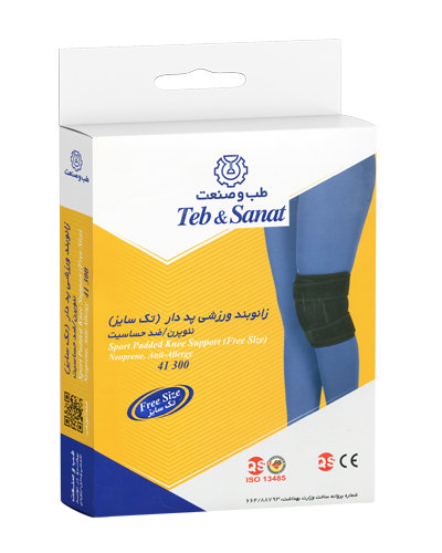 زانوبند-ورزشی-پد-دار-نئوپرن-تک-سایز-کد-41300-طب-و-صنعت زانو بند ورزشی پد دار طب و صنعت