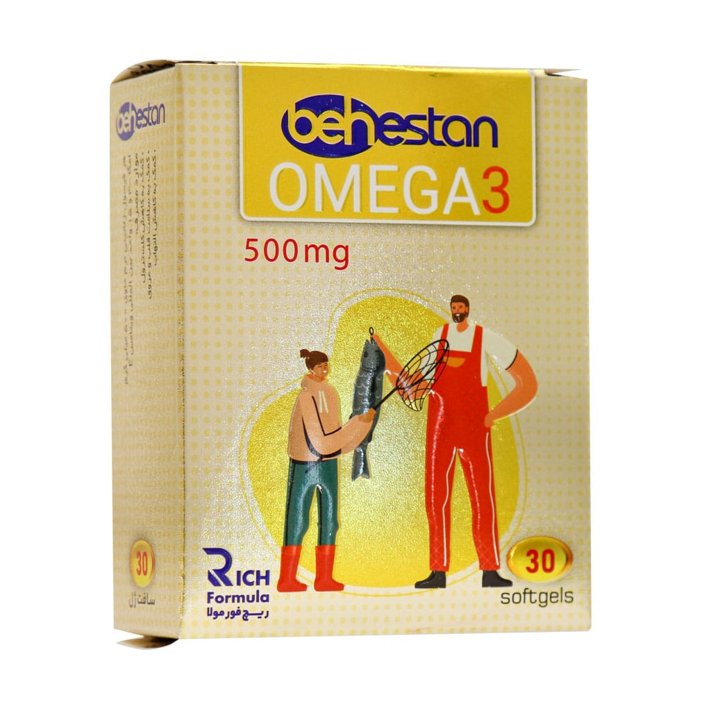 Behestan-Omega3-500-Mg-30-Softgels سافت ژل امگا 3 500 میلی گرم بهستان