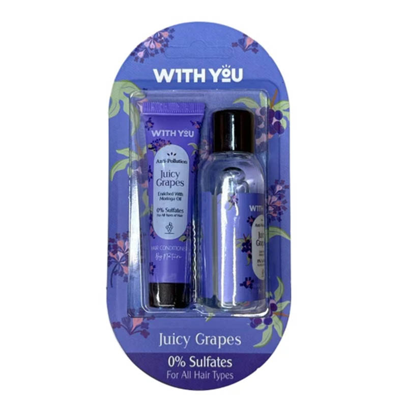 367237547 پک مسافرتی شامپو و نرم کننده موی سر انگور و روغن مورینگا - Image 1